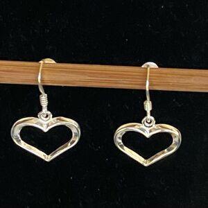 AG# Sterling 925 Silver 1” Dangle Heart Earrings